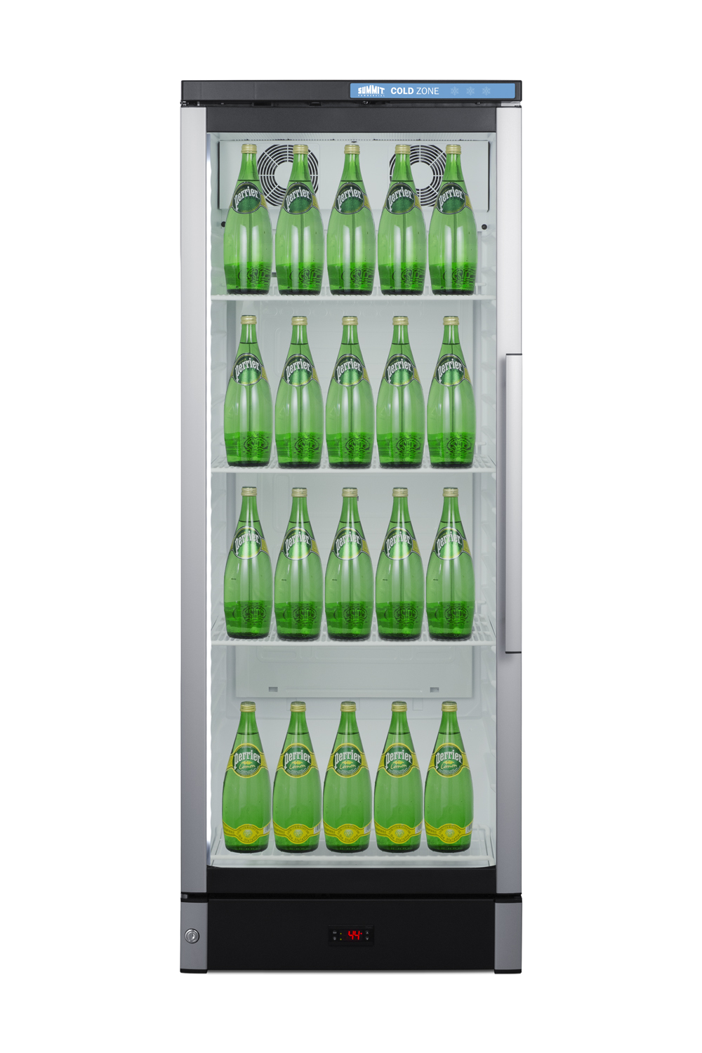 Commercial glass door beverage center with lock